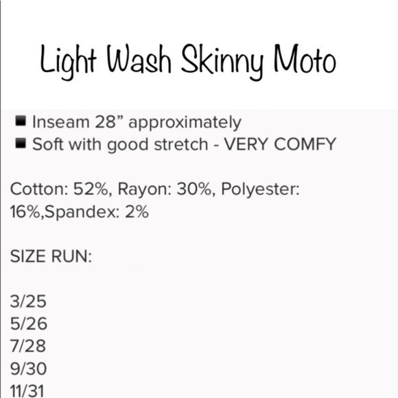 Skinny Moto Jean Mid-Rise/Light Wash: 25/ 3 Junior - Picture 6 of 6